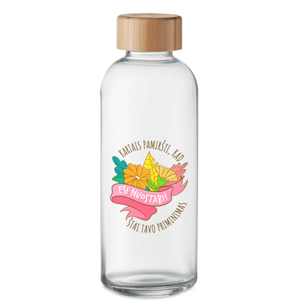 Stiklinis vandens butelis "Esi nuostabi!" (650ml)