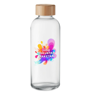 Stiklinis vandens butelis "FRIS" su Jūsų sukurtu dizainu (650ml)