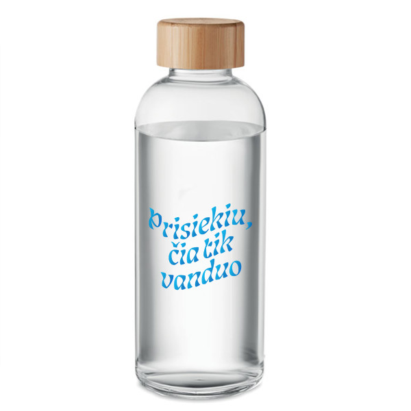 Stiklinis vandens butelis "Prisiekiu, čia tik vanduo" (650ml)