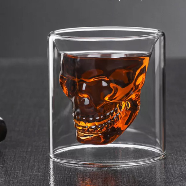 Kaukolės formos stikliukas "DOOMED", 75ml
