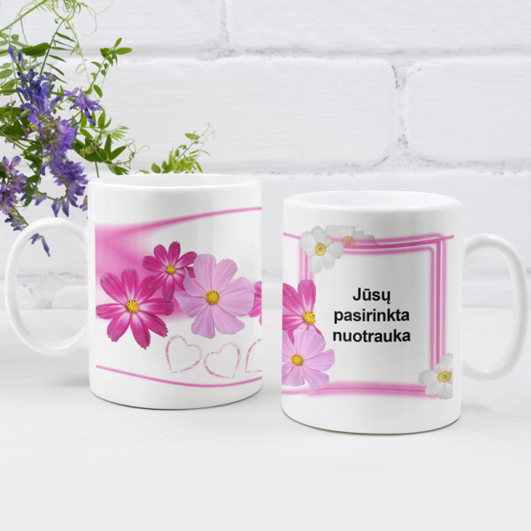 Puodelis "Gėlytė" su Jūsų pasirinkta nuotrauka