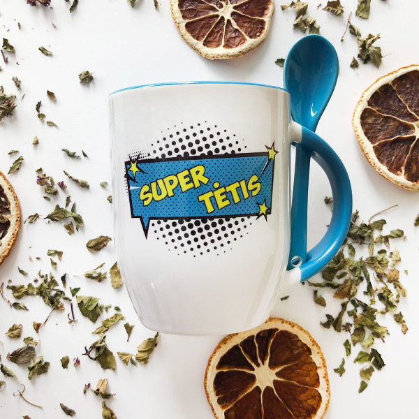 Puodelis su šaukšteliu "Super tėtis" Puodelis su šaukšteliu "Super tėtis"