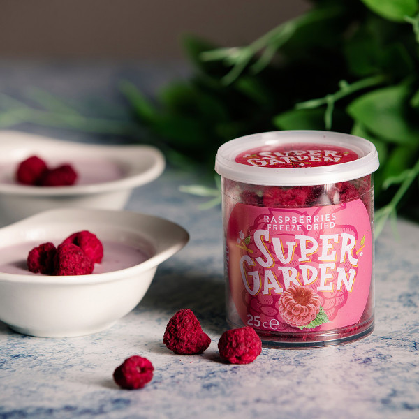 SUPER GARDEN šaltyje džiovintos avietės, 25g SUPER GARDEN šaltyje džiovintos avietės, 25g
