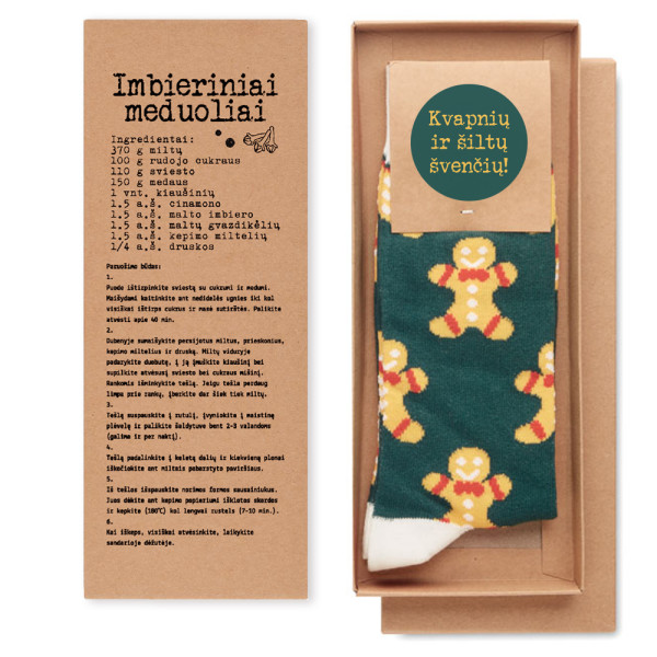 Šventinės kojinės su receptu "Imbieriniai meduoliai" Šventinės kojinės su receptu "Imbieriniai meduoliai"
