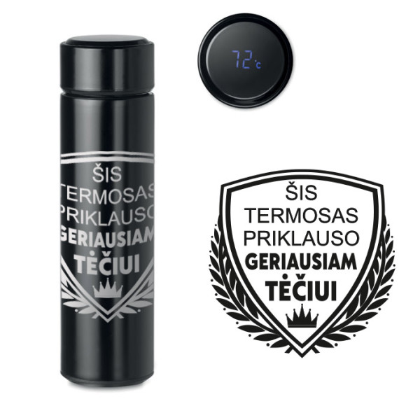 Termosas su termometru "Geriausio tėčio termosas" (500ml) Termosas su termometru "Geriausio tėčio termosas" (500ml)