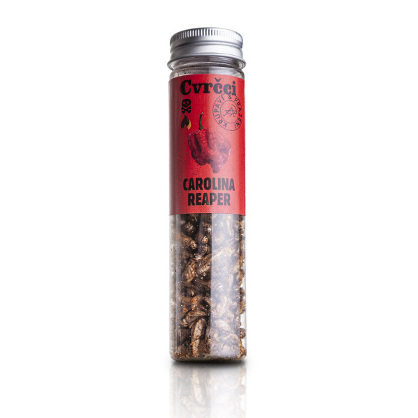Traškūs, itin aštrūs skrudinti svirpliai "Carolina reaper" Traškūs, itin aštrūs skrudinti svirpliai "Carolina reaper"