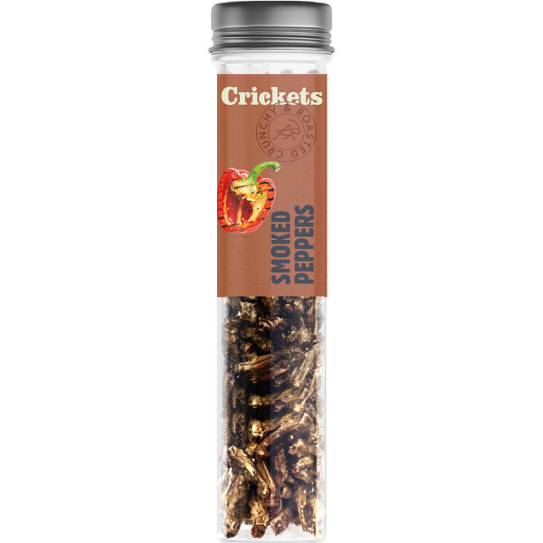 Traškūs skrudinti svirpliai "Smoked peppers" Traškūs skrudinti svirpliai "Smoked peppers"