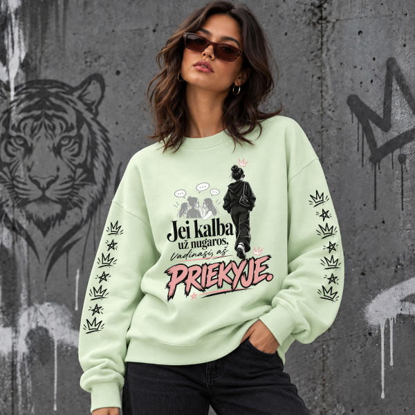 Unisex pastelinis džemperis "Aš priekyje"