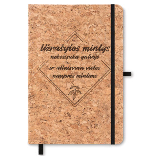 Užrašų knygelė kamštiniu viršeliu "Užrašytos mintys" (A5)