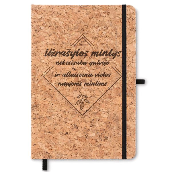 Užrašų knygelė kamštiniu viršeliu "Užrašytos mintys" (A5) Užrašų knygelė kamštiniu viršeliu "Užrašytos mintys" (A5)