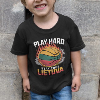 Vaikiški marškinėliai "Lietuva: play hard, stay true"