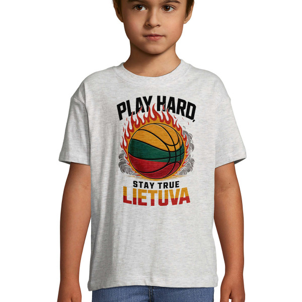 Vaikiški marškinėliai "Lietuva: play hard, stay true"