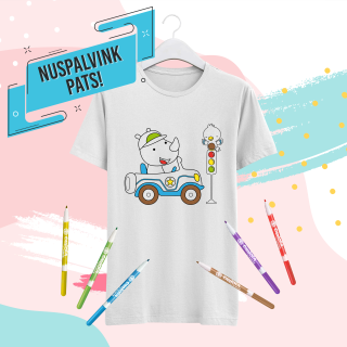 Vaikiški marškinėliai "Nuspalvink pats! Mašinytė"