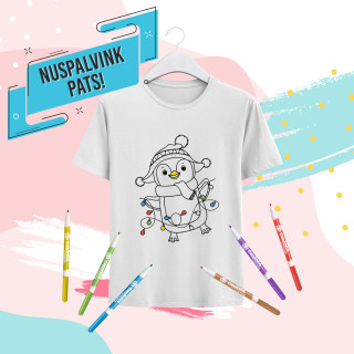 Vaikiški marškinėliai "Nuspalvink pats! Pingviniukas"