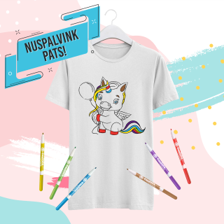 Vaikiški marškinėliai "Nuspalvink pats! Vienaragis"