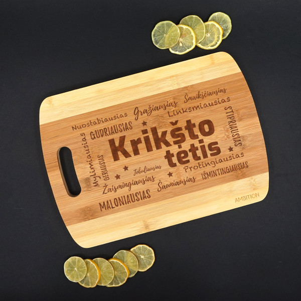 XL bambukinė pjaustymo lentelė "Krikšto tėtis" XL bambukinė pjaustymo lentelė "Krikšto tėtis"