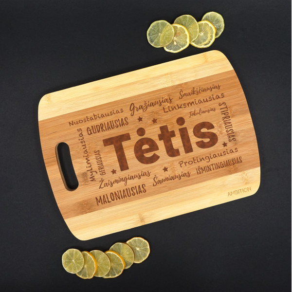 XL bambukinė pjaustymo lentelė "Tėtis" XL bambukinė pjaustymo lentelė "Tėtis"