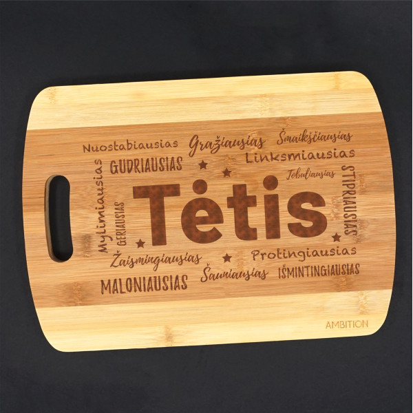 XL bambukinė pjaustymo lentelė "Tėtis" XL bambukinė pjaustymo lentelė "Tėtis"