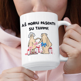 XL puodelis "Aš noriu pasenti su tavimi" (450ml)