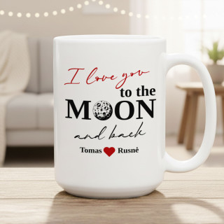 XL puodelis "To the moon and back" su Jūsų pasirinktais vardais (450ml)