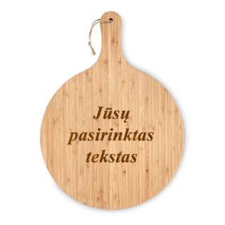 XXL bambukinė apvali pjaustymo lentelė su Jūsų pasirinktu tekstu (31cm)