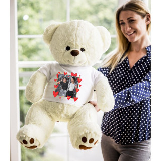XXL meškinas "Albert - Myliu" su Jūsų pasirinkta nuotrauka (46 cm)